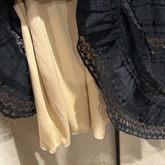 Max Studio Y2K Black w. Cream Lining Layered w. Ruffles Lace Mini Dress women XL - Picture 3 of 3